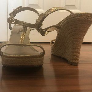 Michael Kors Gold wedge sandals size 7